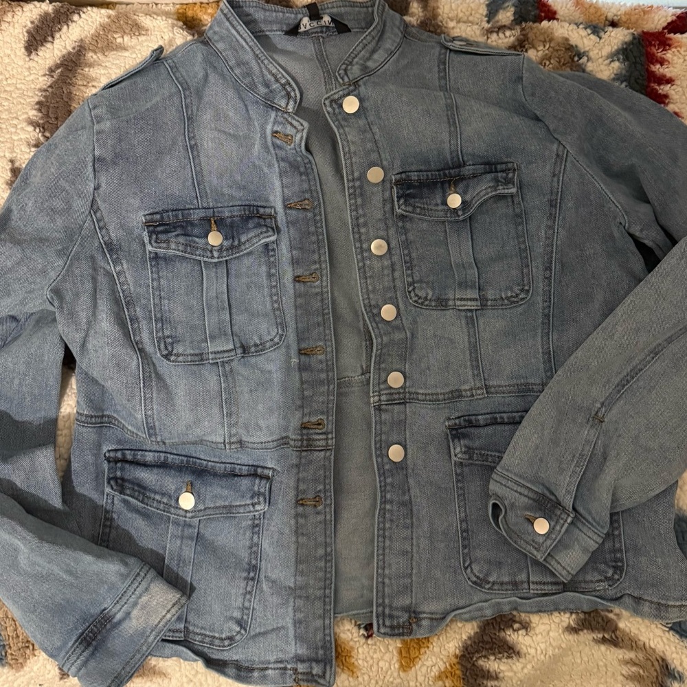 Baccini Light Blue Jean Jacket with Button Details